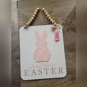 Easter Bunny Wall Decor with Pink Tassel